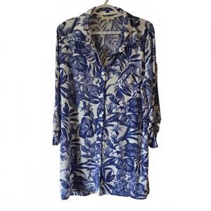 Sandiva Floral Print Button-Up Shirt - XL
